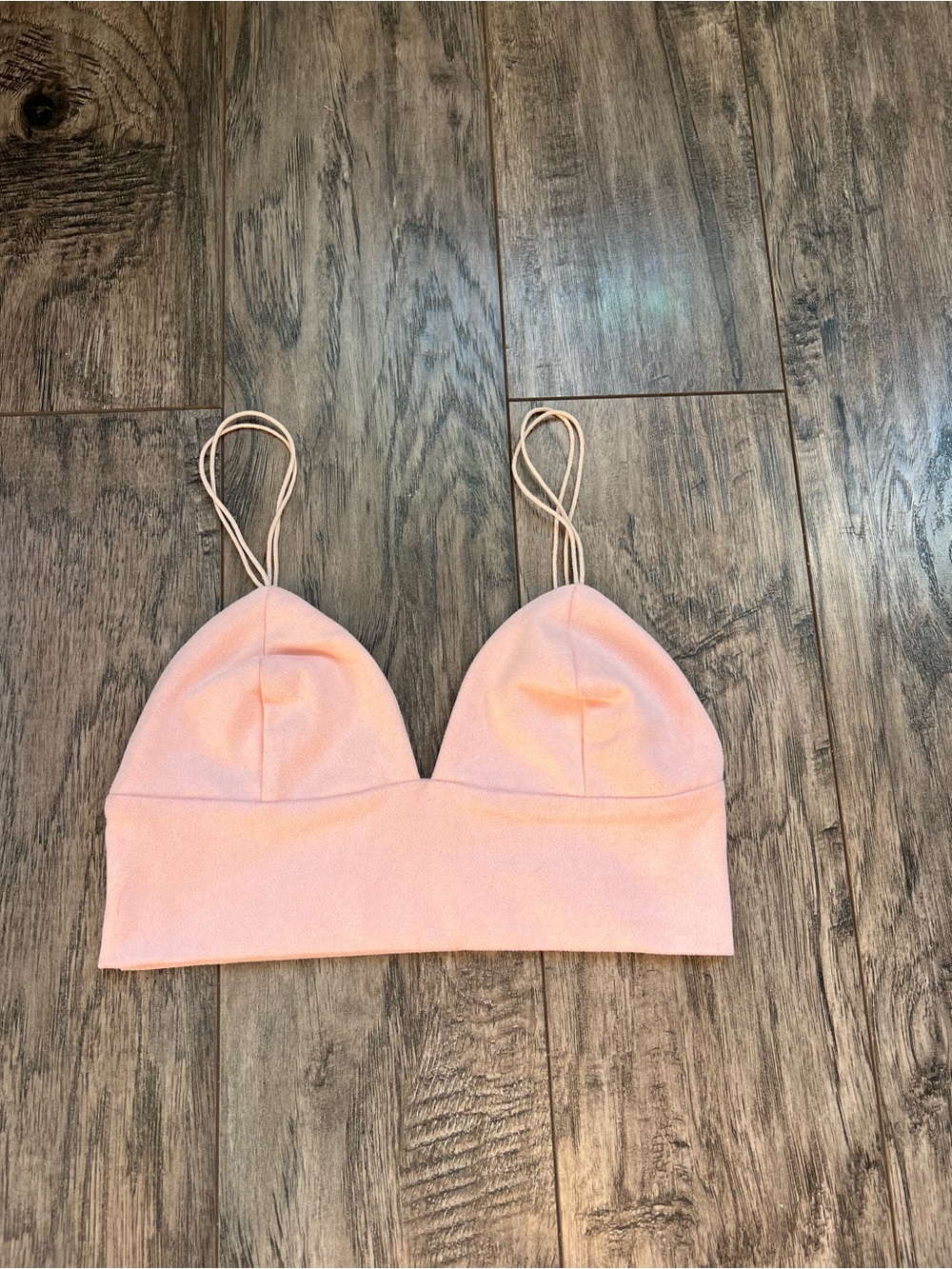 Free People Intimately Sage Faux Suede Brushed Longline Bralette Pink S